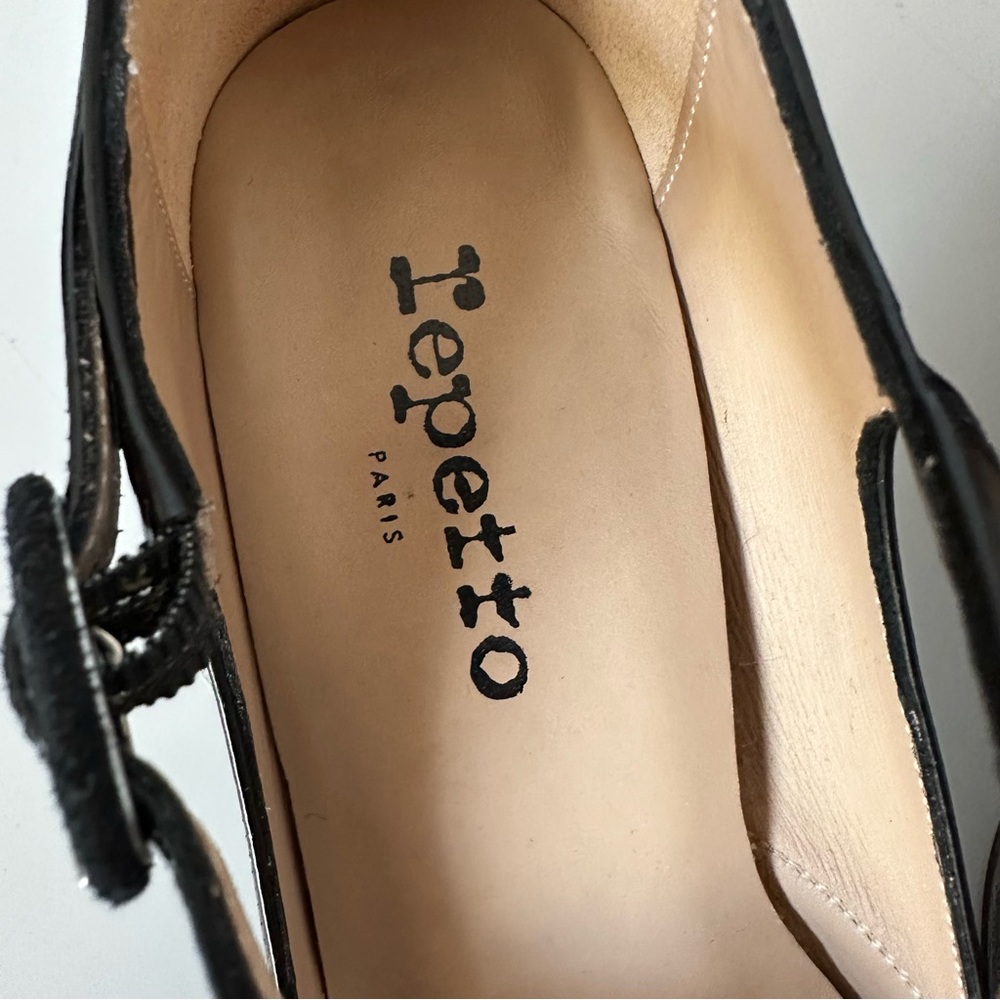 Repetto Black Patent Mary Jane Block Heel Pumps - Picture 3 of 9